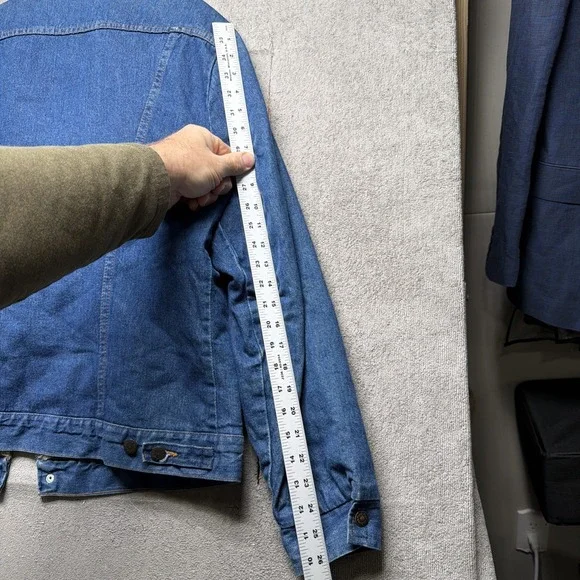 Wrangler Denim Sherpa Lined Western Trucker Jacket Corduroy Collar‎ Men's Medium - Picture 9 of 10